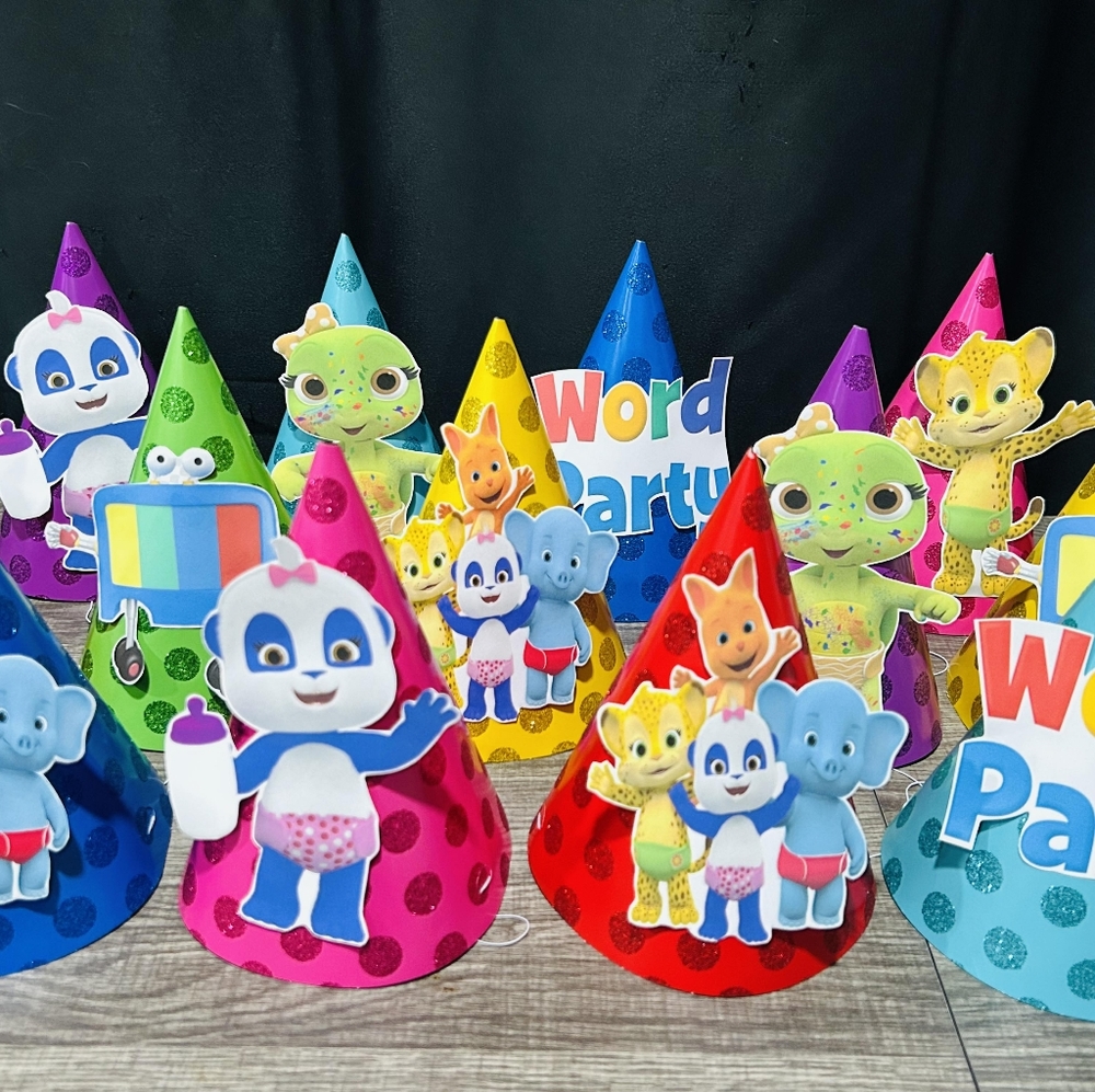 Word Party Birthday Hats